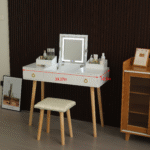 Walker Edison | Vanity Desk Set with LED Lighted Mirror - Image 2