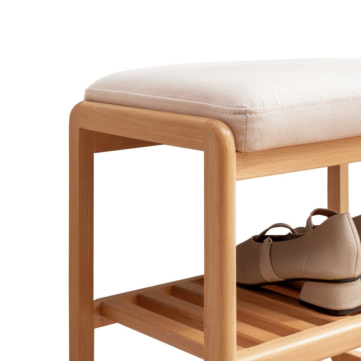 Walker Edison | Natural Solid Wood Entryway Shoe Bench - Image 5