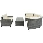 Walker Edison | 8-pieces Outdoor Wicker Round Sofa Set - Image 8