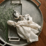 Set of 4 Handcrafted Linen Eggplant Napkins with Grey Rose Accents – Elegant Table Decor - Image 9