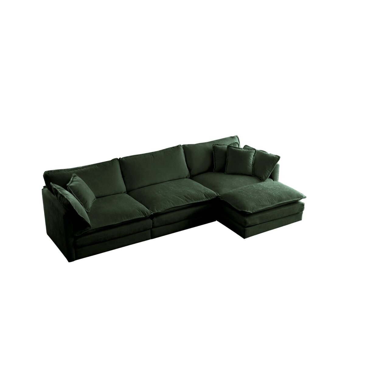 Walker Edison | Chenille Modular Cloud Couch with L-Shaped Sectional and Ottoman - Image 3
