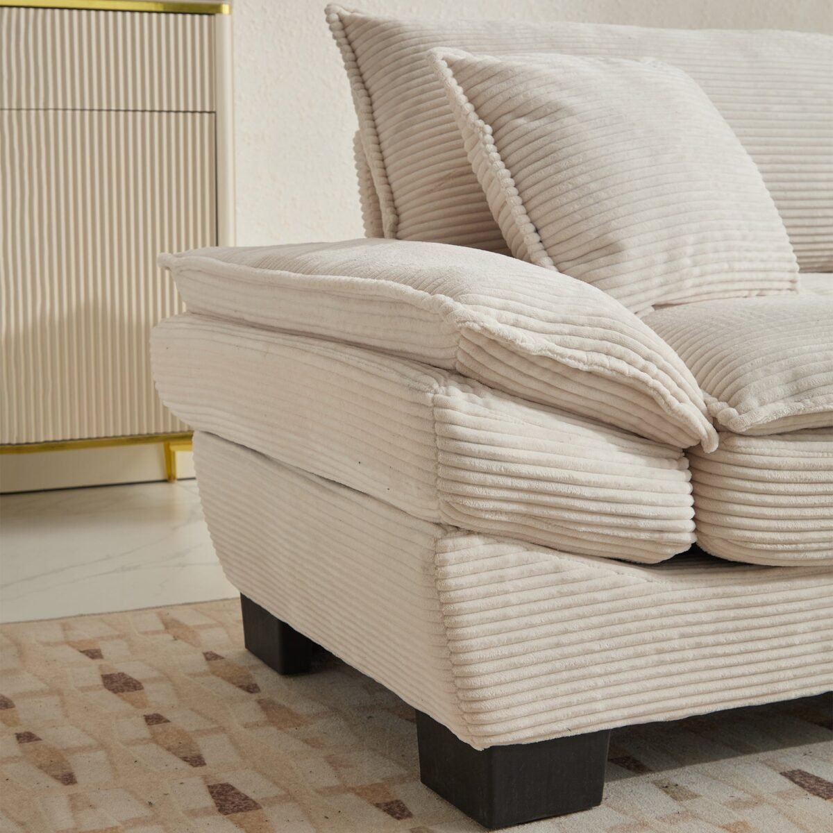 Walker Edison | Corduroy Cloud Loveseat Couch - Image 2
