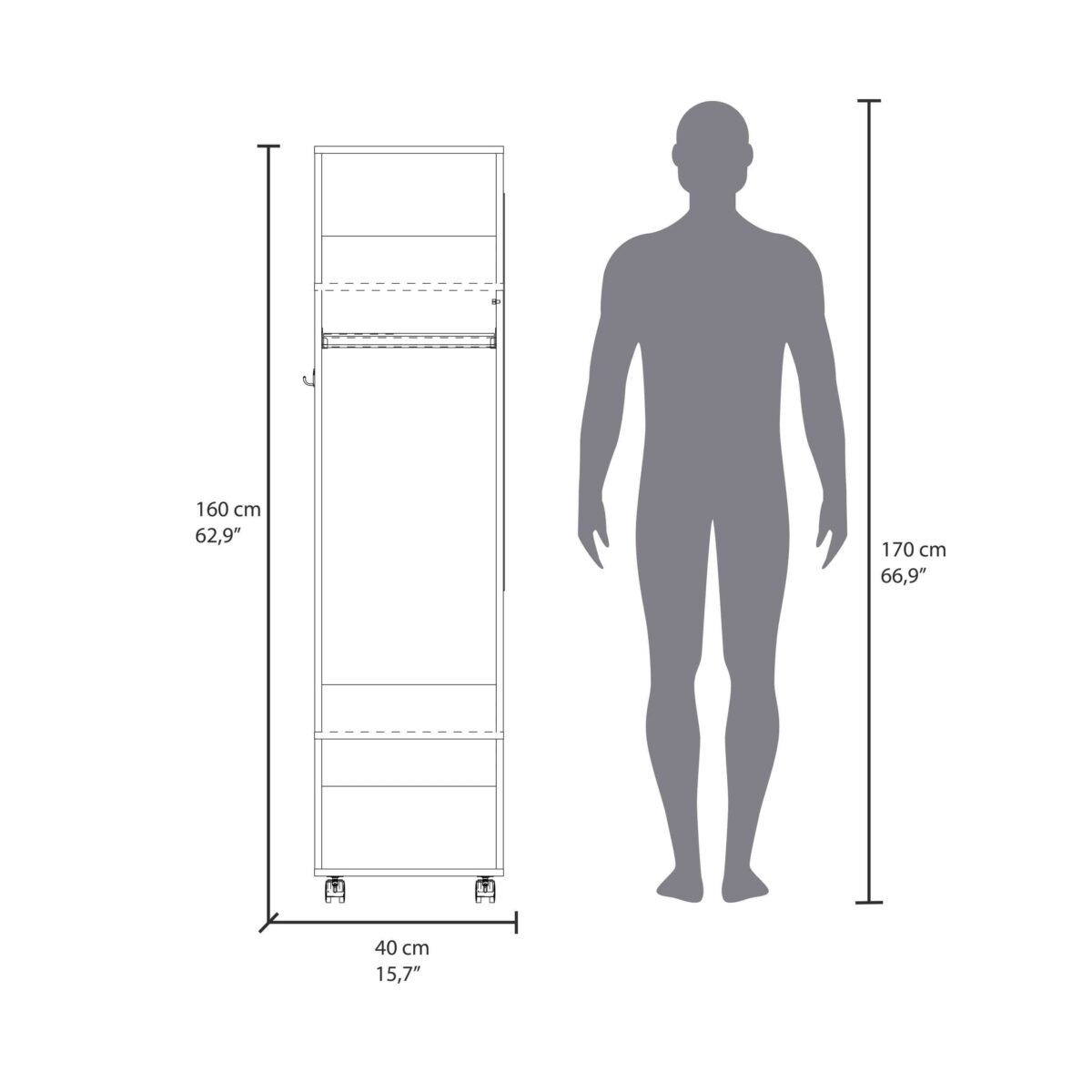Walker Edison | Minimalist Tall Wardrobe Armoire Storage Cabinet with Mirrorlook - Image 8