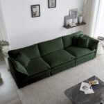Walker Edison | Chenille Modular Cloud Couch with L-Shaped Sectional and Ottoman - Image 5