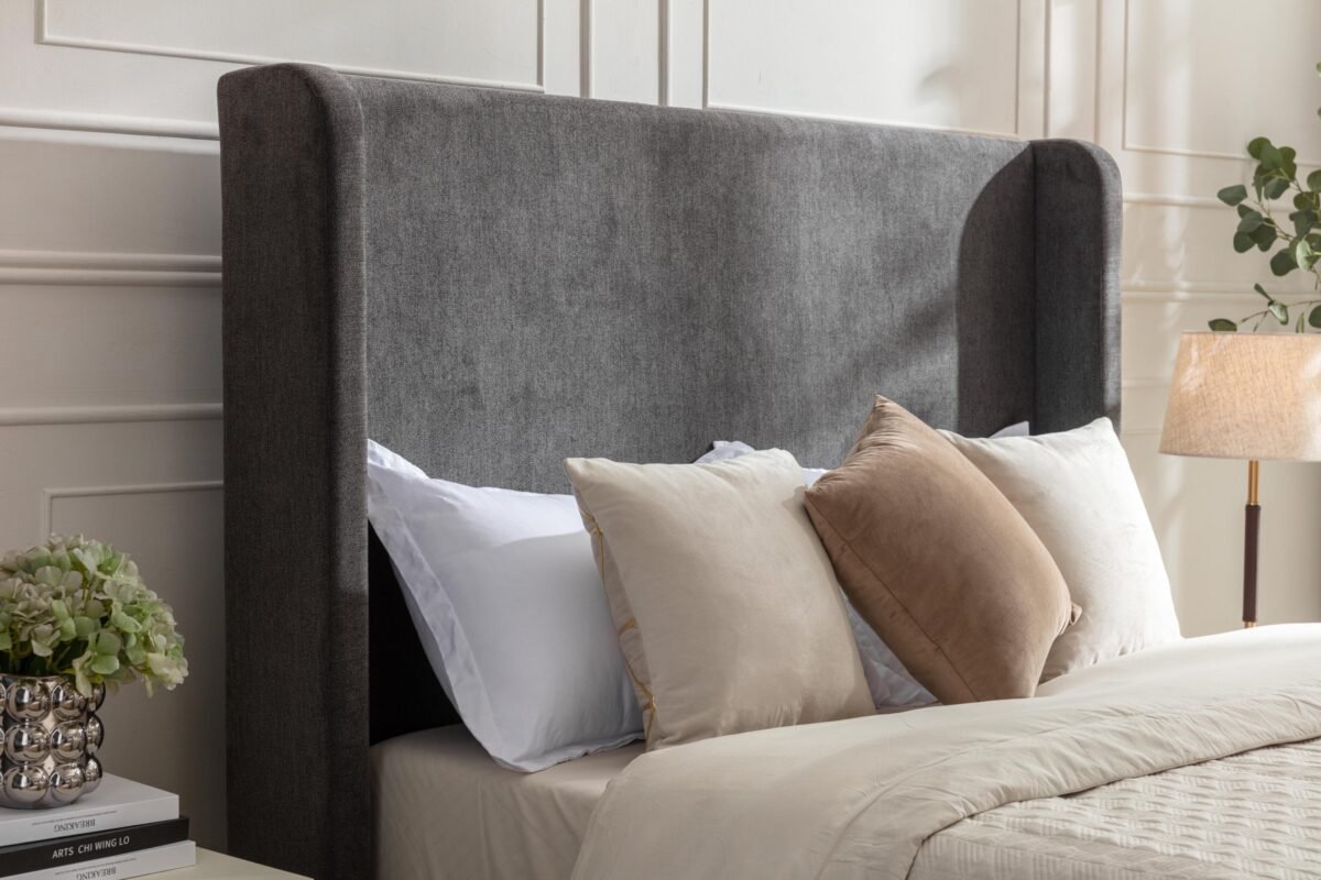 Walker Edison | Velvet Tall 54" Headboard Upholstered Queen Bed - Image 5