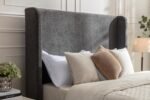 Walker Edison | Velvet Tall 54" Headboard Upholstered Queen Bed - Image 5