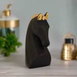 Black & Gold Steed Horse Polyresin Figurine with White Base
