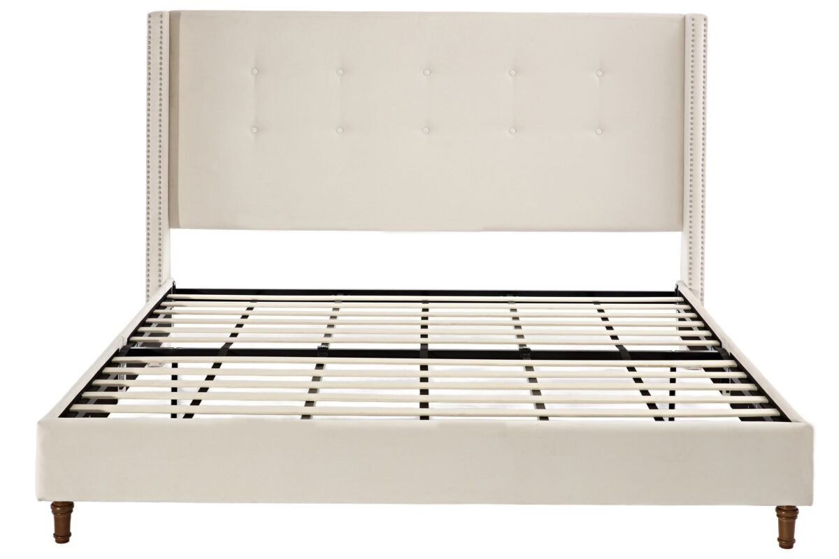 Walker Edison | Traditional Peyton Upholstered 54" High Headboard King Bed - Image 14