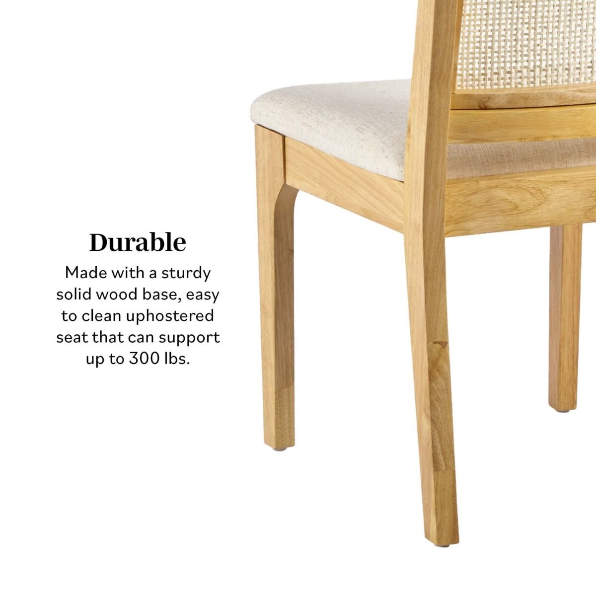 Catalina Solid Wood Dining Chair with Rattan Inset Back, Set of 2 - Image 4