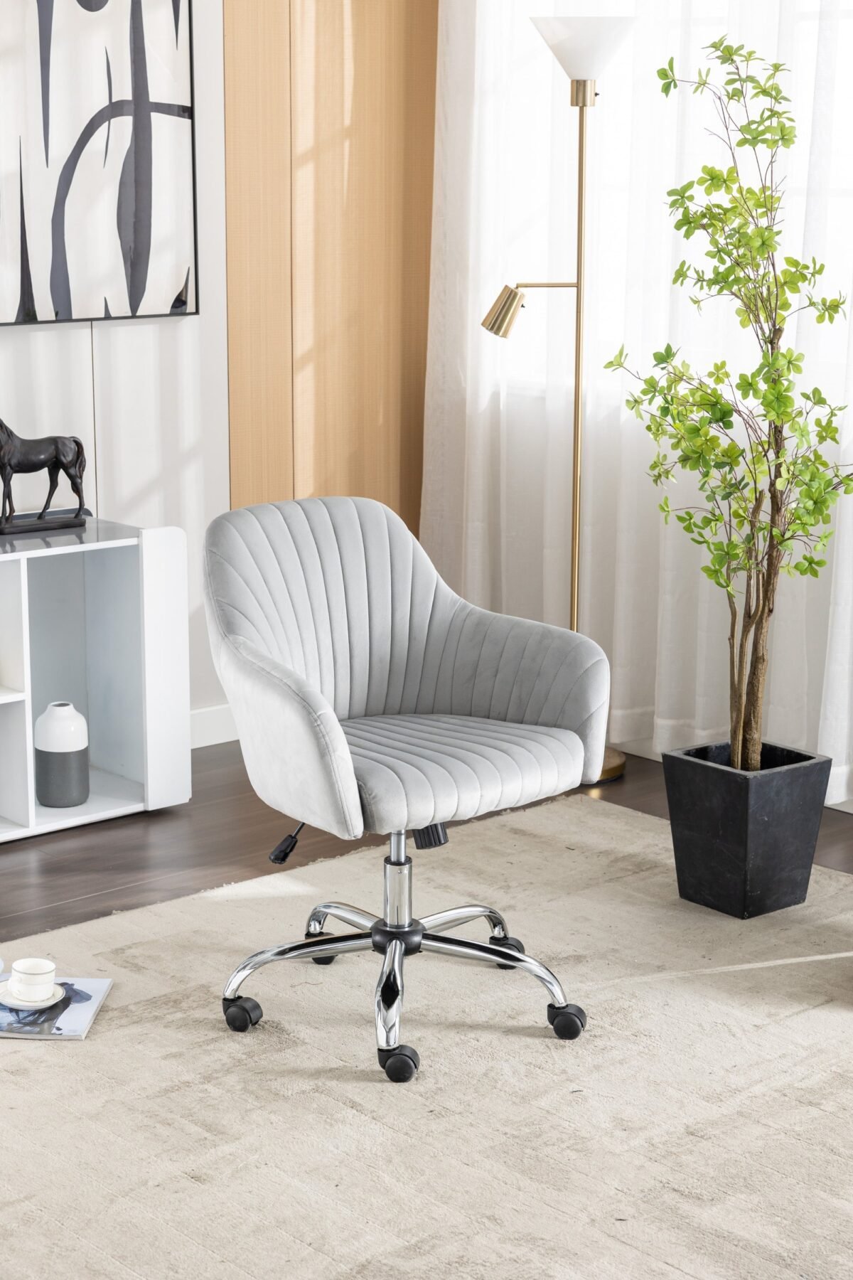 Walker Edison | Velvet Modern Home Office Desk Chair - Image 4