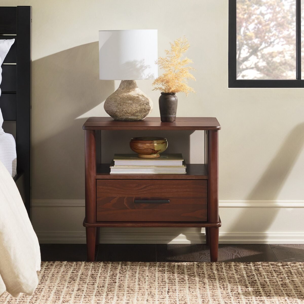 Walker Edison Spindle Transitional 1-Drawer Nightstand - Image 1