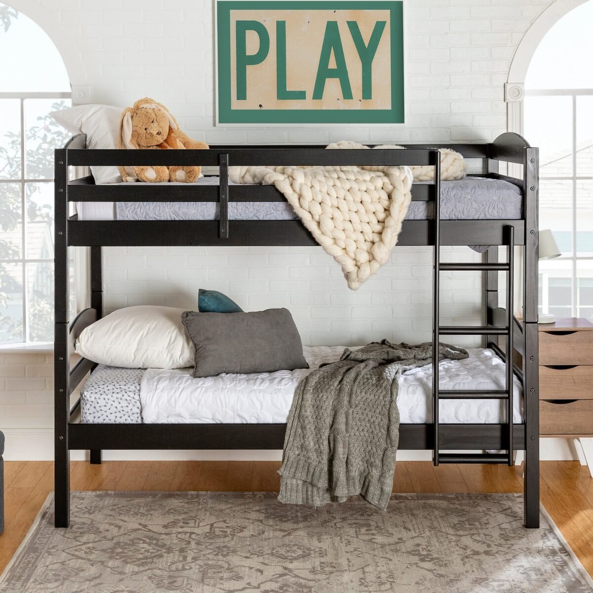 Carolina Transitional Solid Wood Twin-over-Twin Bunk Bed - Image 21