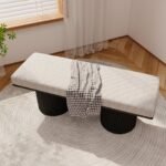 Walker Edison | Fluted Base Upholstered Bench - Image 4