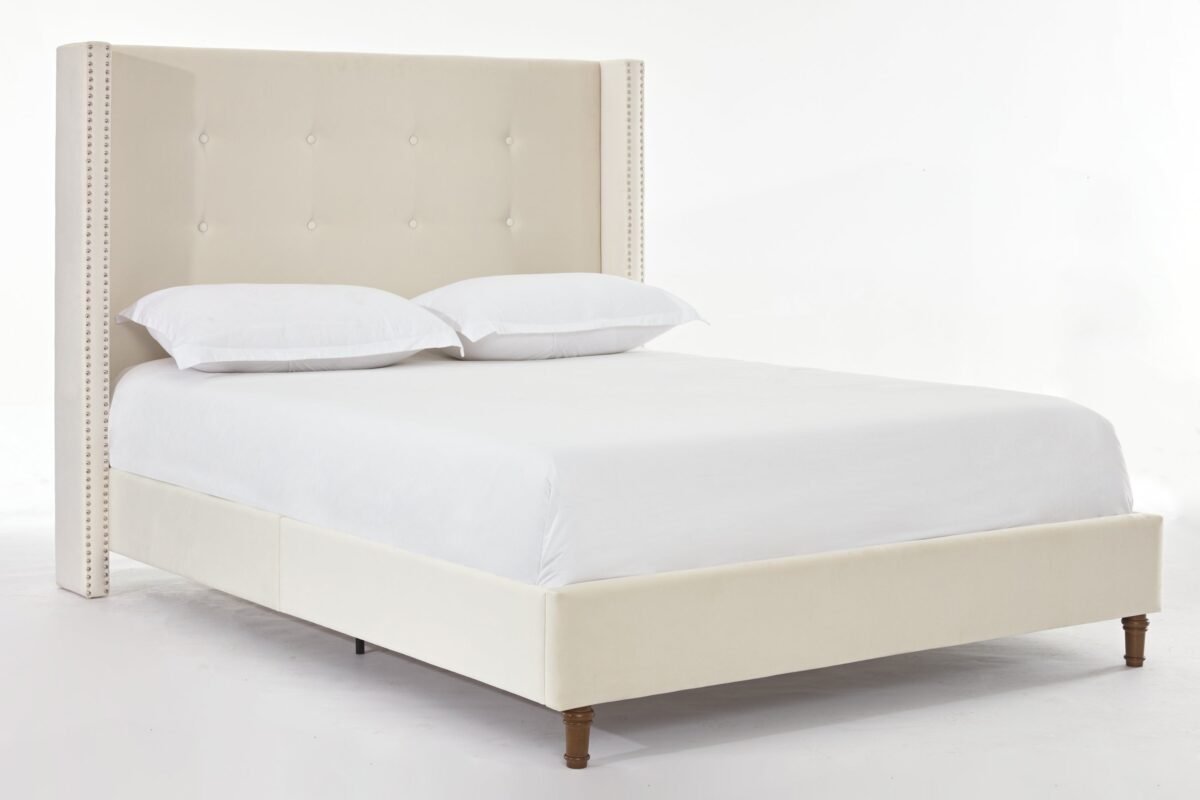 Walker Edison | Traditional Peyton Upholstered 54" High Headboard King Bed - Image 11