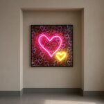 Banksy Hearts Street Art | LED Canvas | Pink Neon Heart Wall Décor
