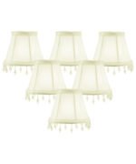 4"W x 5"H Set of 6 Candelabra Stretch Eggshell with Liner Clear Beads