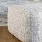 Handcrafted CG Hunter Square Striped Woven Ottoman Pouf - Artisanal Style & Versatile Comfort - Image 5
