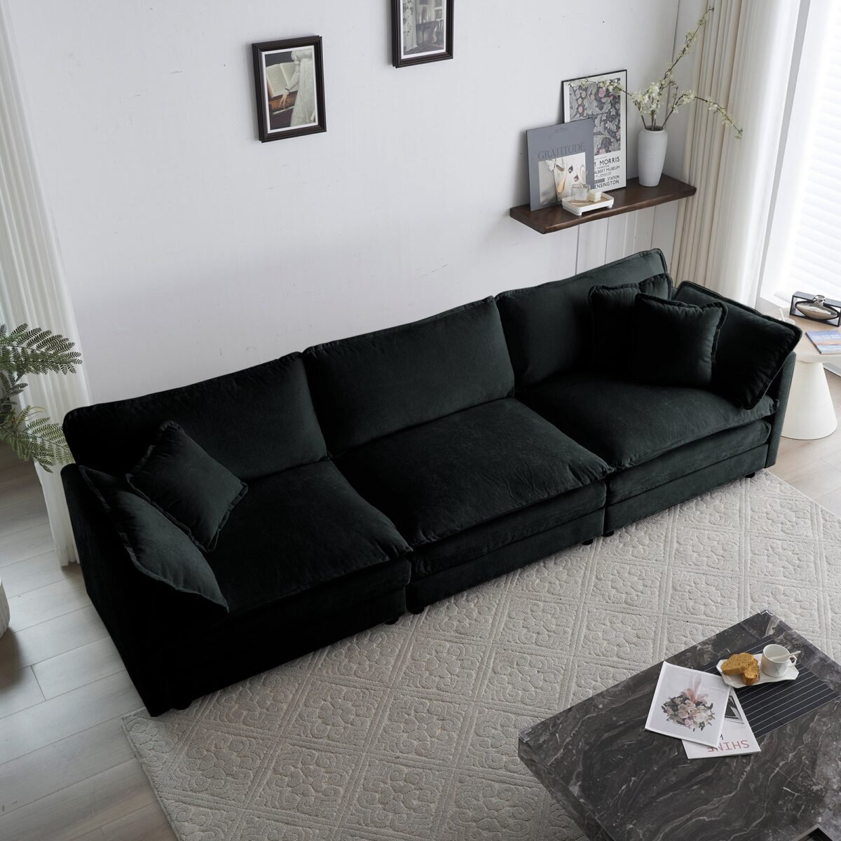Walker Edison | Modern Chenille Cloud Couch - Image 2