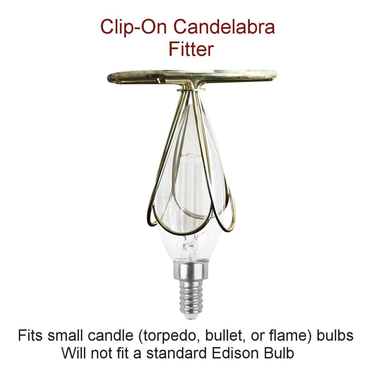 4"W x 5"H Set of 6 Candelabra Stretch Eggshell with Liner Clear Beads - Image 5
