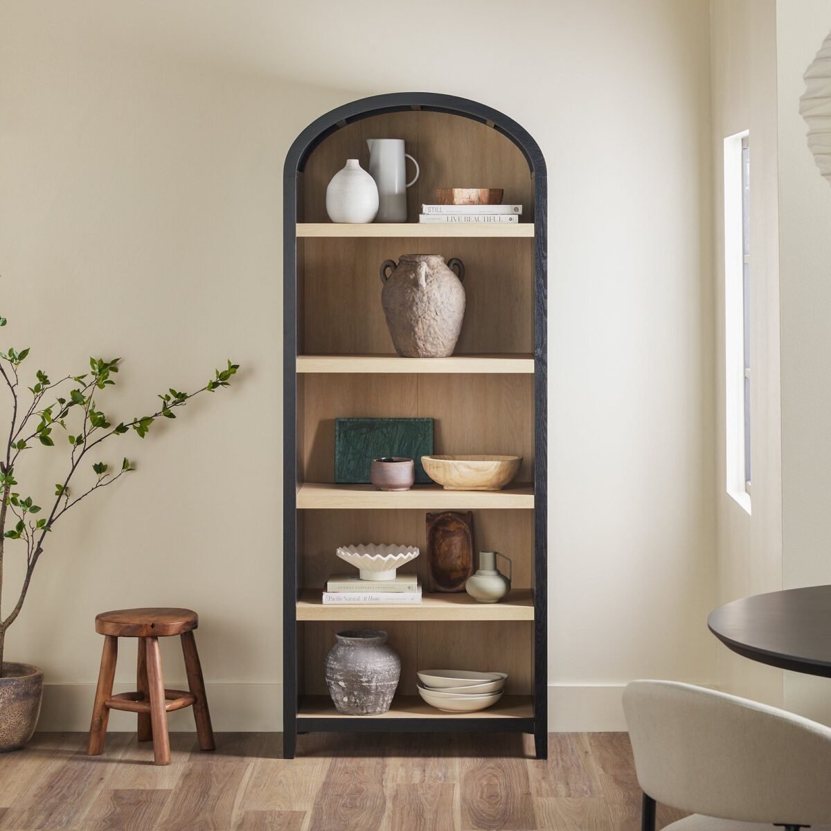 Chantelle Modern Arched Bookshelf with Open Shelves - Image 12