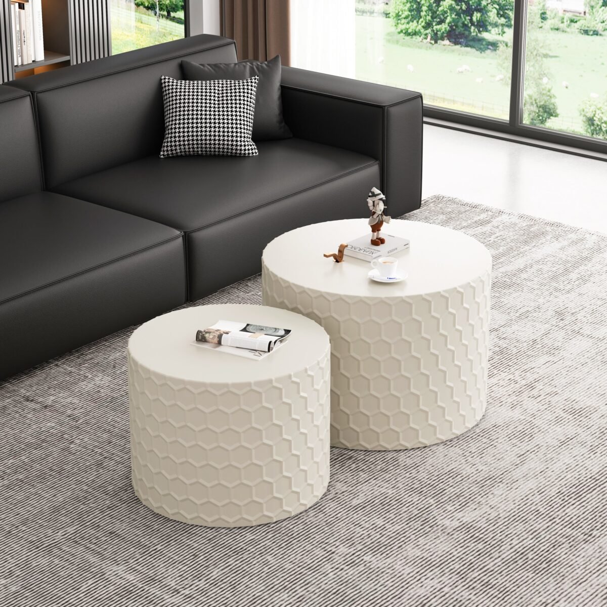 Walker Edison | Minimalist Honeycomb Nesting Coffee Table Set - Image 2