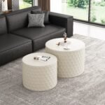 Walker Edison | Minimalist Honeycomb Nesting Coffee Table Set - Image 2