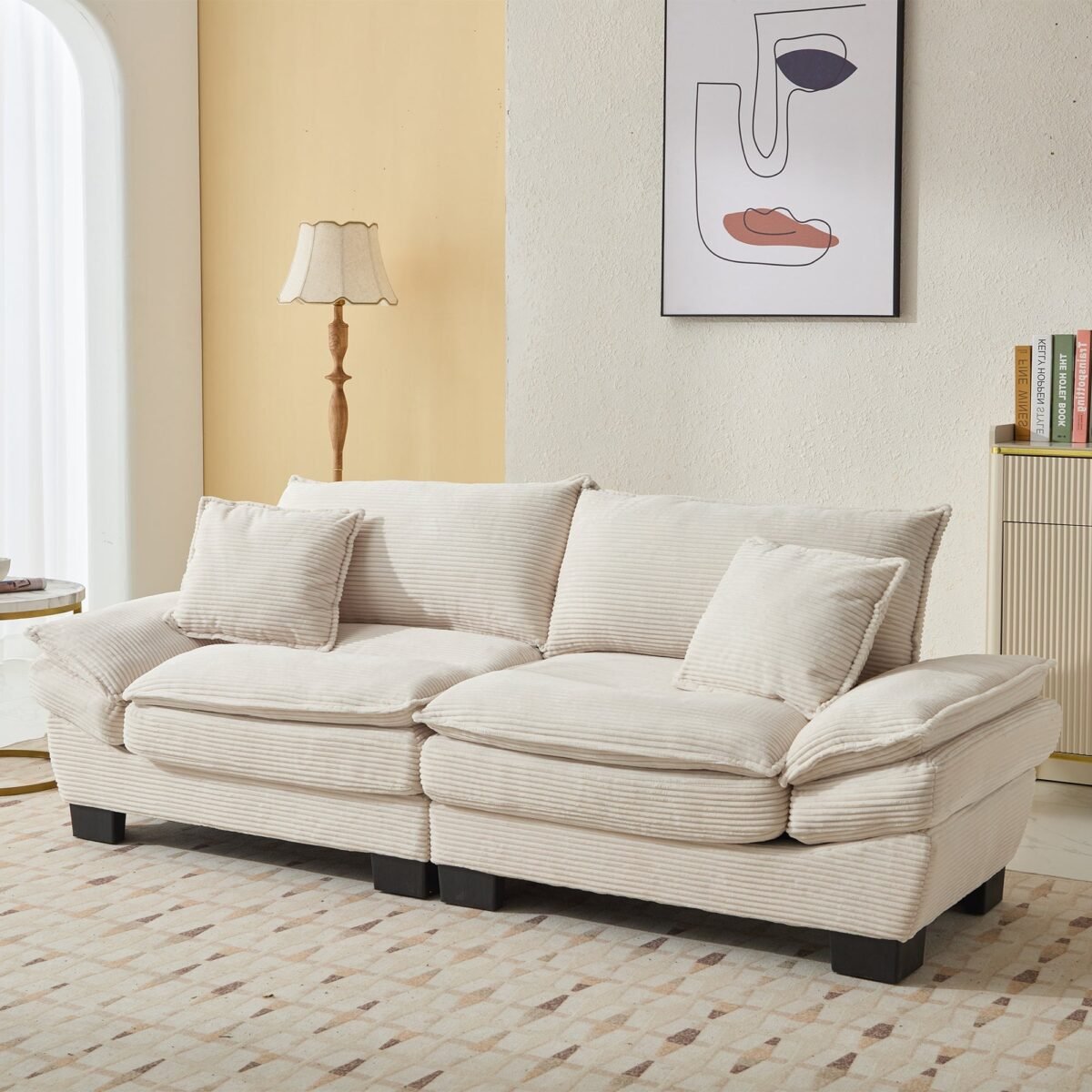 Walker Edison | Corduroy Cloud Loveseat Couch - Image 3