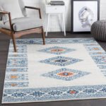 Ajax Rustic Dark Blue/Sky Blue Area Rug