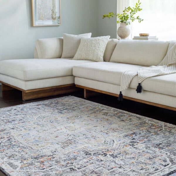 Amiee Traditional Black/Denim Area Rug