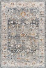 Anesia Traditional Charcoal/Dark Blue Area Rug