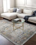 Kaelee Traditional Light Gray/Dark Blue Area Rug - Image 2