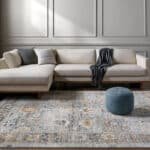 Kaelee Traditional Light Gray/Dark Blue Area Rug - Image 3