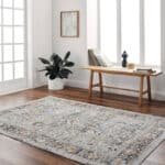 Kaelee Traditional Light Gray/Dark Blue Area Rug - Image 4