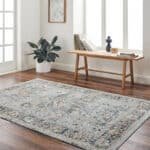 Kaelee Traditional Light Gray/Dark Blue Area Rug - Image 6