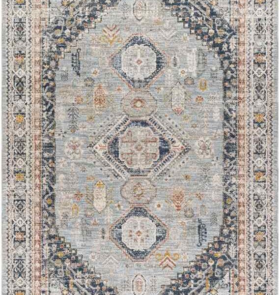 Nakea Traditional Pale Blue/Charcoal Area Rug