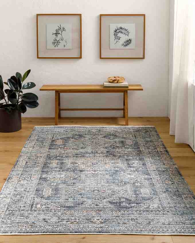AAAB8166-roomscene_201_a8a643f7-5551-4714-afef-24d177ff3fc7-1 Margaret Traditional Grass Green/Charcoal Washable Area Rug - Becki Owens x Livabliss - Image 1