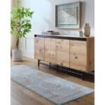 Doria Traditional Light Blue Washable Area Rug - Image 2