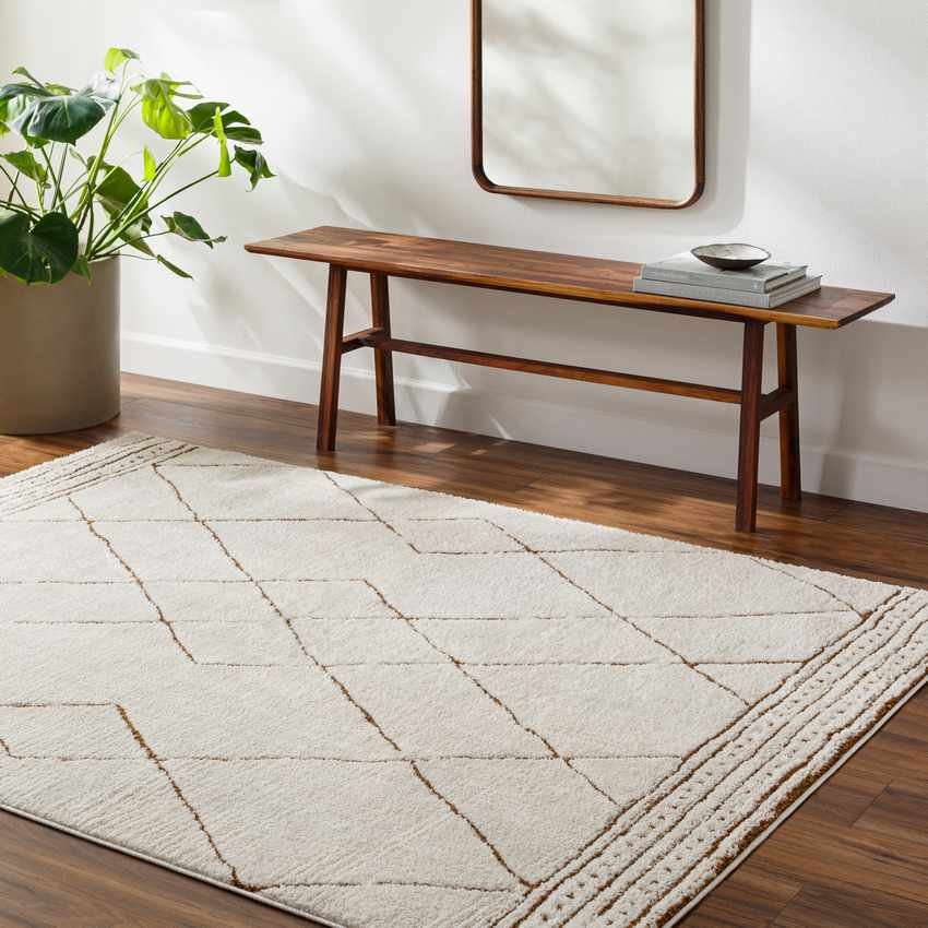 AAAB8430-roomscene_201-1 Josue Modern Ivory/Brown Area Rug - Image 1