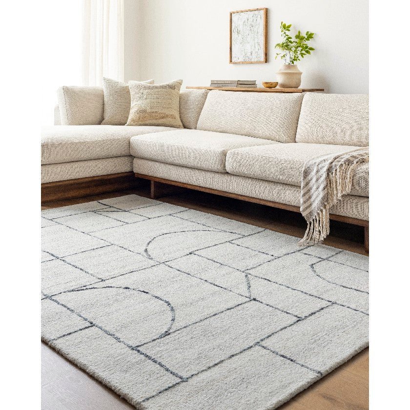 AAAB8581-576-roomscene_201-1 Tyerra Modern Cream/Light Slate Area Rug - Image 1