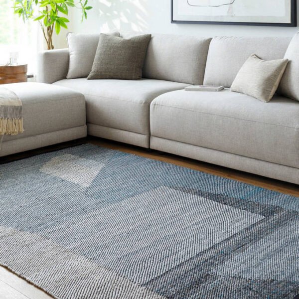 Jevon Rustic Slate Blue Area Rug
