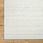 Precious Solid and Border Cream/Light Slate Area Rug - Image 7