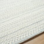 Precious Solid and Border Cream/Light Slate Area Rug - Image 3