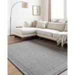 Janmichael Solid and Border Gray/Black Area Rug