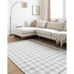 Jamaris Solid and Border Light Grey Area Rug