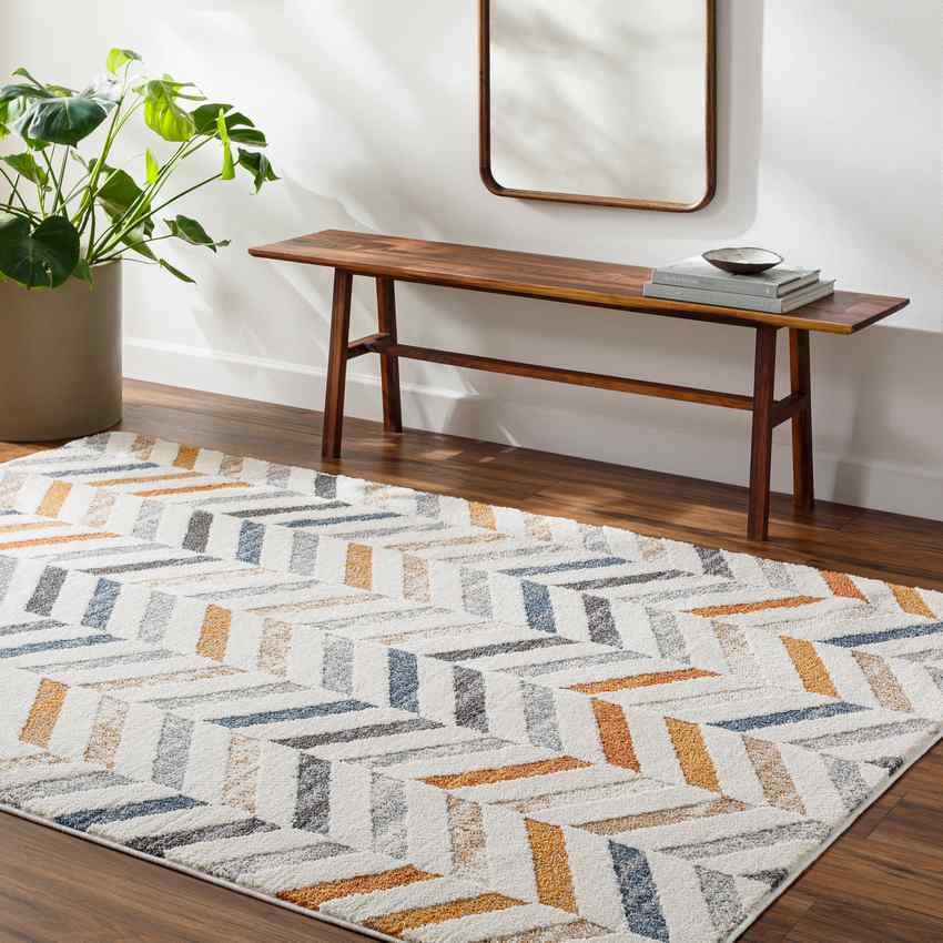 AAAB9161-roomscene_201-1 Durwin Modern Burnt Orange Area Rug - Image 1