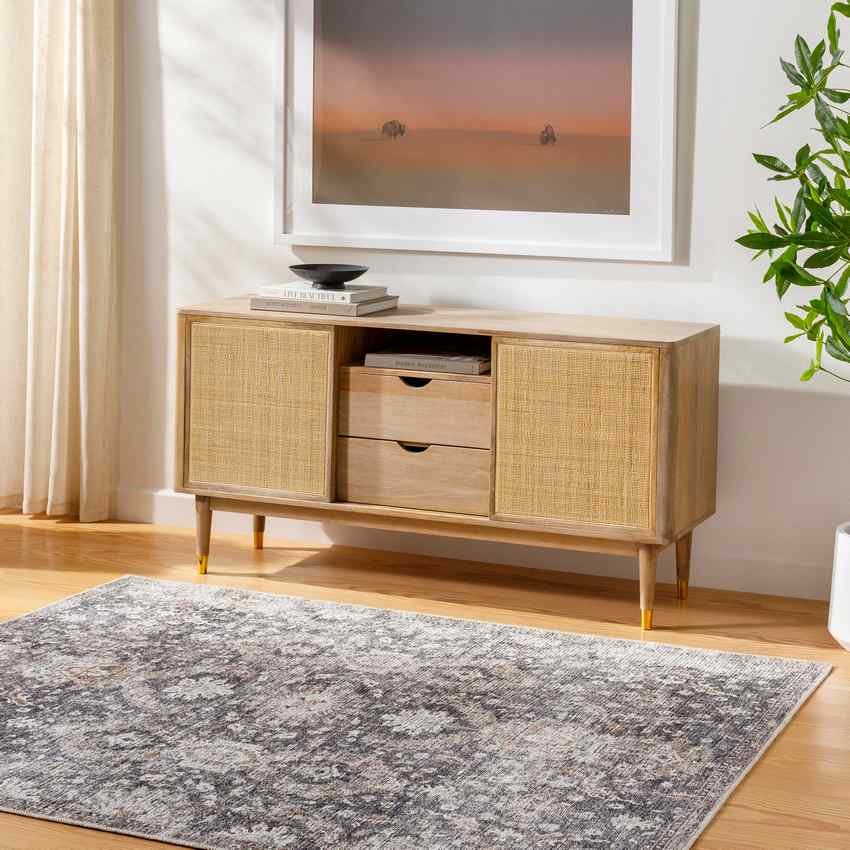 AAAB9178-roomscene_201-1 Naheed Traditional Slate Gray Washable Area Rug - Image 1