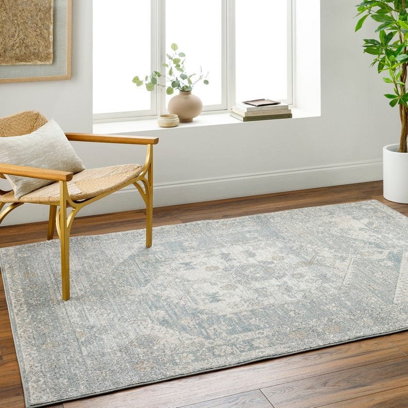 AAAB9467-roomscene_201-1 Shaila Traditional Denim/Charcoal Area Rug - Image 1