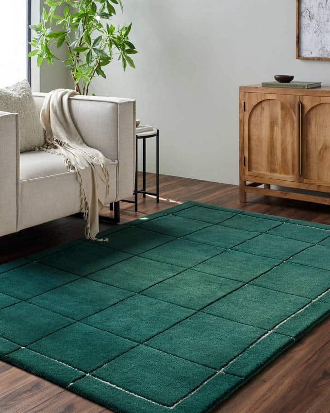 AAAB9542-576-roomscene_201_294c3412-9e81-4f10-a221-e624ae921fb8-1 Isai Modern Dark Green Area Rug - Image 1