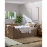 Aris Beige/Brown Upholstered Bed - Image 3