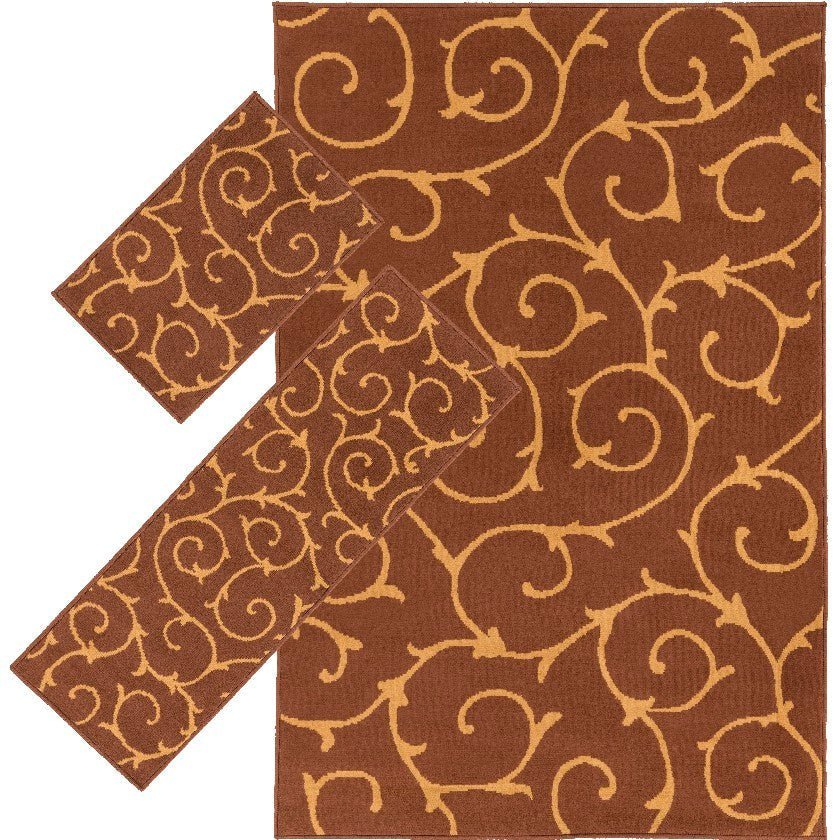 AAAC0486-3pc-1 Shemicka Bohemian/Global Brown/Camel Area Rug - Image 1